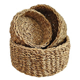 3 Körbe runder Korb Seegras Aufbewahrungskorb Dekokorb natur braun rund Körbche - 3er Seegras Korb Set