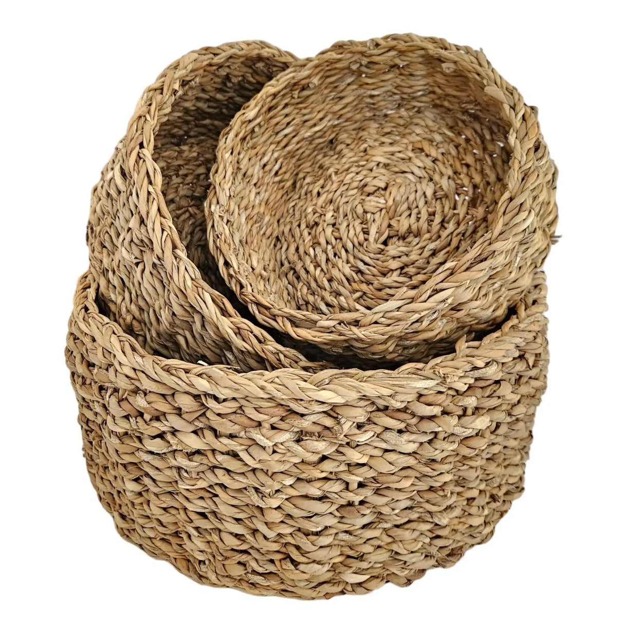3 Körbe runder Korb Seegras Aufbewahrungskorb Dekokorb natur braun rund Körbche - 3er Seegras Korb Set