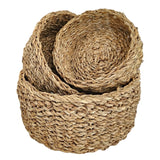 3 Körbe runder Korb Seegras Aufbewahrungskorb Dekokorb natur braun rund Körbche - 3er Seegras Korb Set
