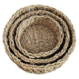 3 Körbe runder Korb Seegras Aufbewahrungskorb Dekokorb natur braun rund Körbche - 3er Seegras Korb Set