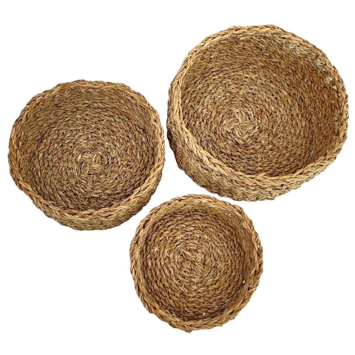 3 Körbe runder Korb Seegras Aufbewahrungskorb Dekokorb natur braun rund Körbche - 3er Seegras Korb Set