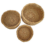 3 Körbe runder Korb Seegras Aufbewahrungskorb Dekokorb natur braun rund Körbche - 3er Seegras Korb Set