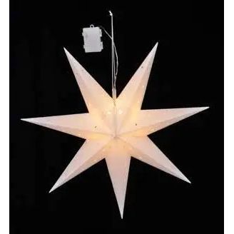 Stern Weihnachtsstern 12 LED 60cm weiß batteriebetrieben innen außen Timer