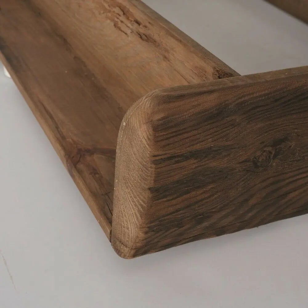Shelf wall shelf kitchen shelf solid wooden shelf brown recycled wood 69x49 cm