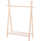 Clothes rack for children wardrobe clothes rail with shelf wood 100x80x30 cm