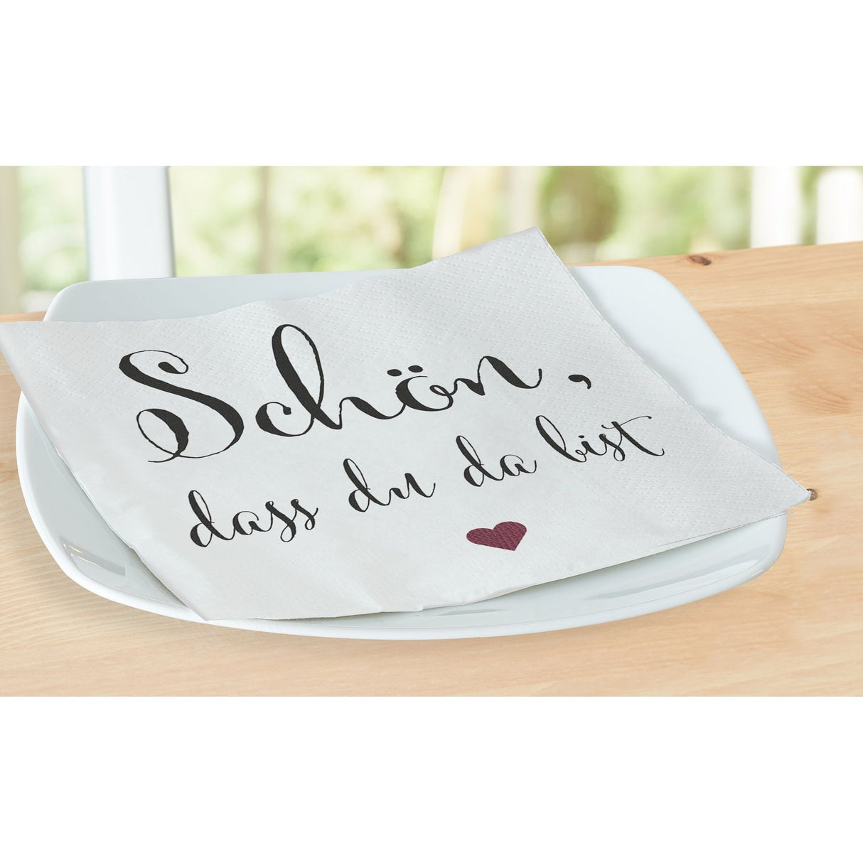 Servietten Schön dass du da bist 80 Stück Spruch Feier Fest Papier weiß 33x33 cm