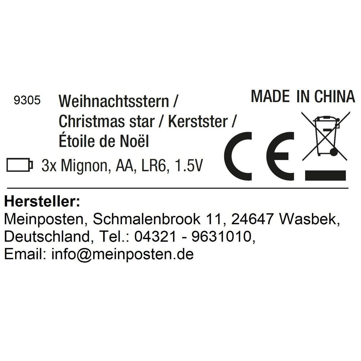 Stern Weihnachtsstern LED Ø 60 cm in&outdoor Timer weiß Beleuchtung Batterie