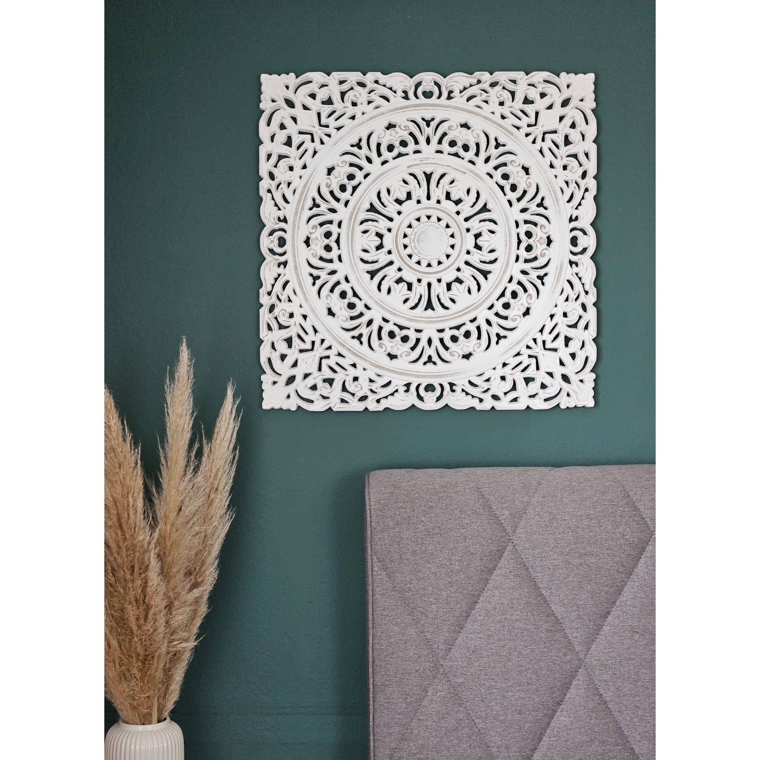 Wall ornament wood white 55x55 cm shabby country house ornament wooden ornament wooden picture