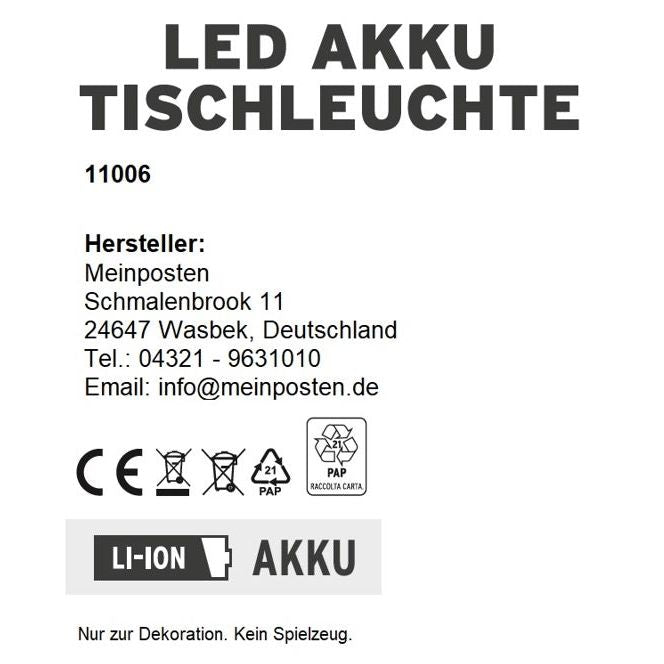 Lamp LED without cable touch table lamp table lamp light wireless dimmable 