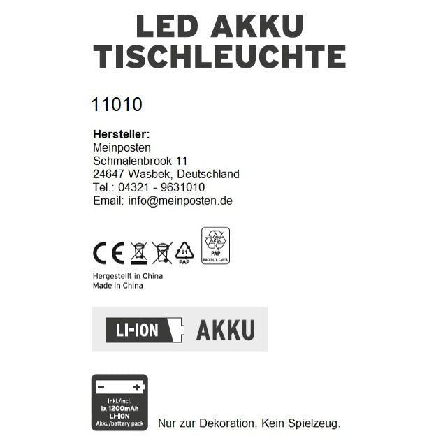 Lamp LED without cable touch table lamp table lamp light wireless dimmable 