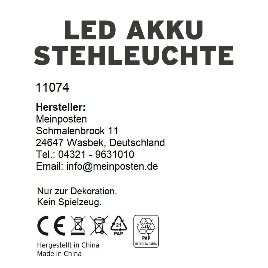 Lampe LED Touch Tischleuchte Stehlampe Leuchte kabellos dimmbar Aufladbar 120 cm