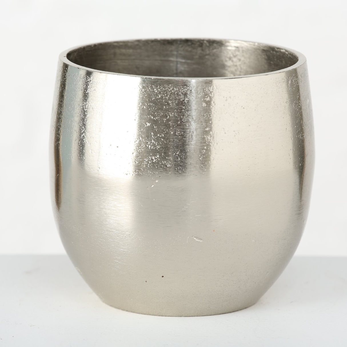 Planter flowerpots silver plant pot decoration set of 2 shiny round