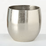 Planter flowerpots silver plant pot decoration set of 2 shiny round