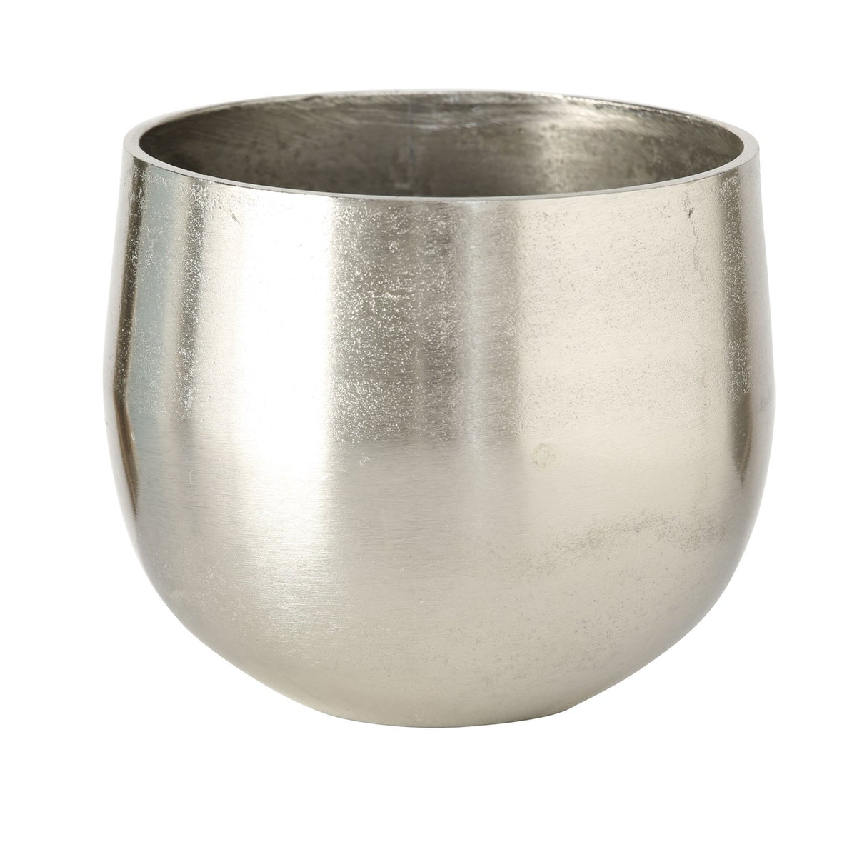 Planter flowerpots silver plant pot decoration set of 2 shiny round