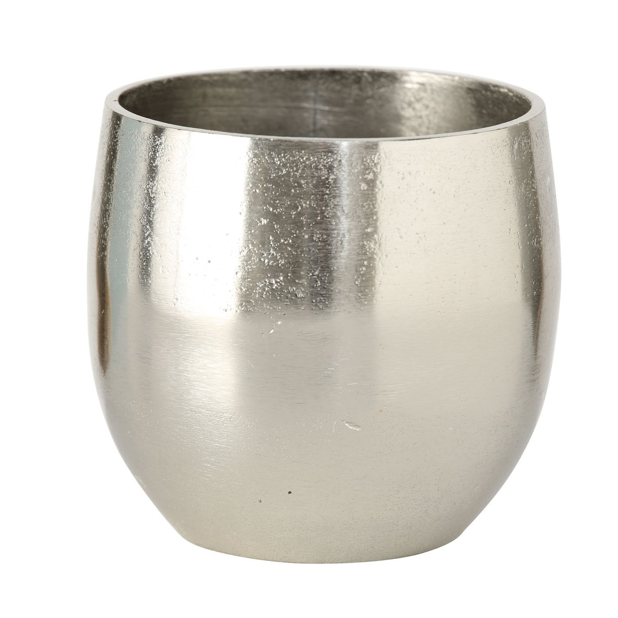 Planter flowerpots silver plant pot decoration set of 2 shiny round