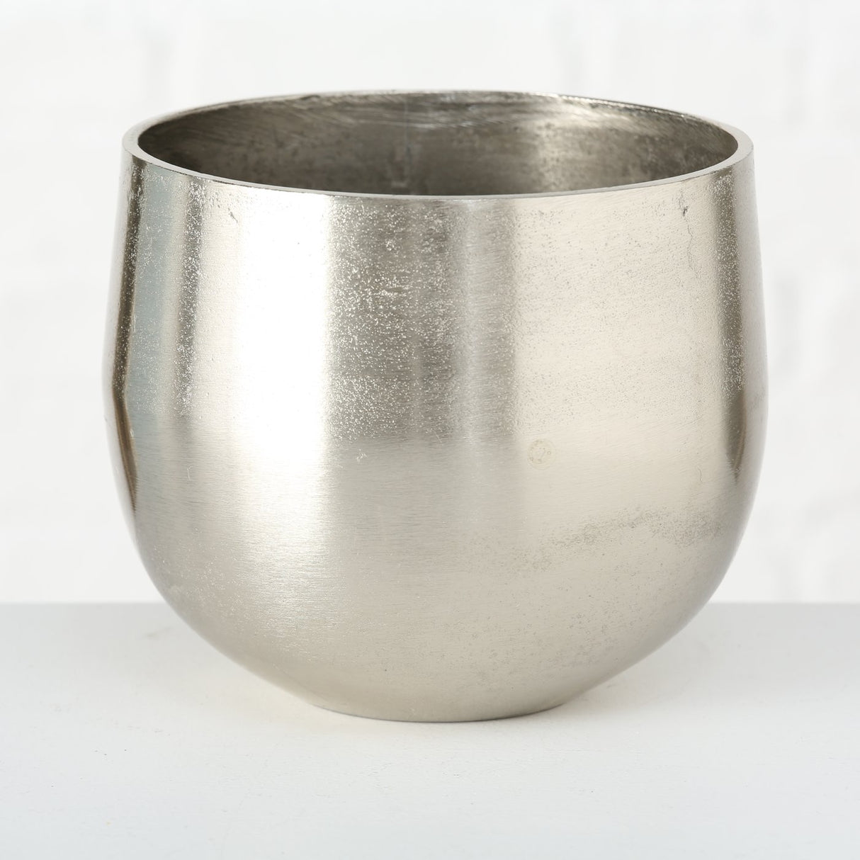 Planter flowerpots silver plant pot decoration set of 2 shiny round