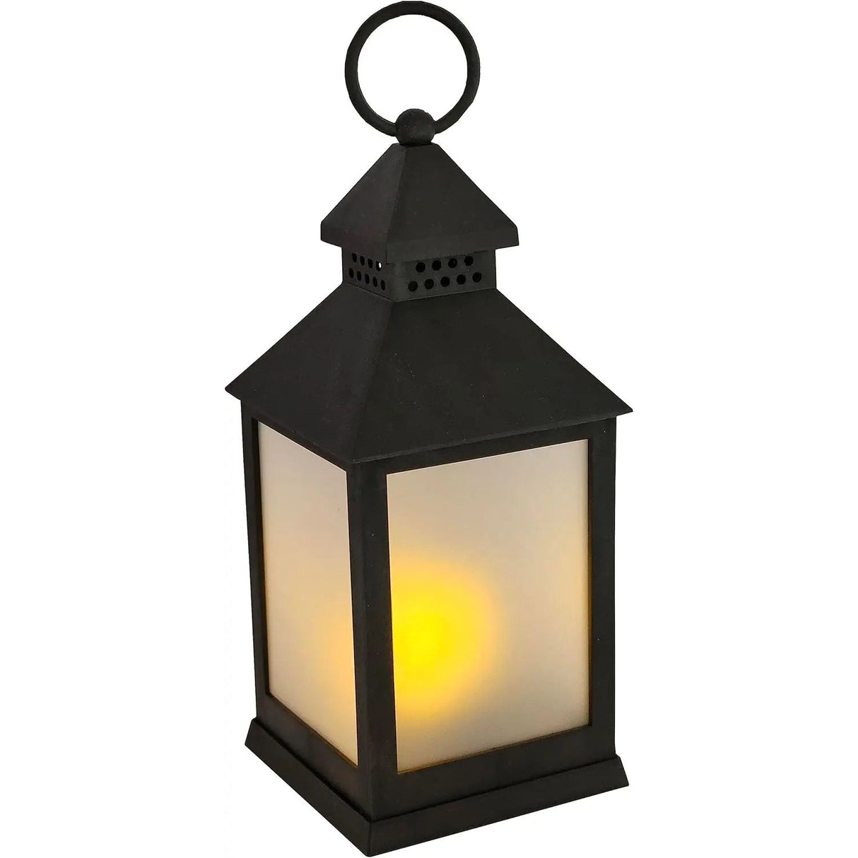 Lantern LED with timer battery-operated flickering light lantern black decoration