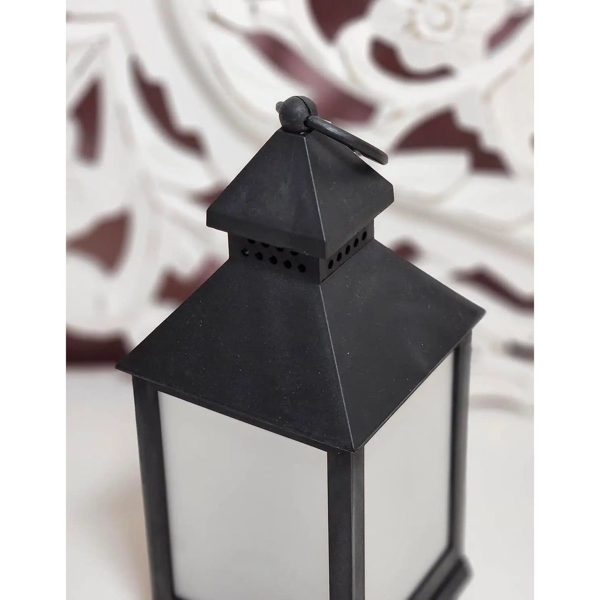 Lantern LED with timer battery-operated flickering light lantern black decoration
