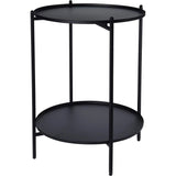 Beistelltisch kleiner Couchtisch Metalltisch Wohnzimmertisch rund schwarz Metall