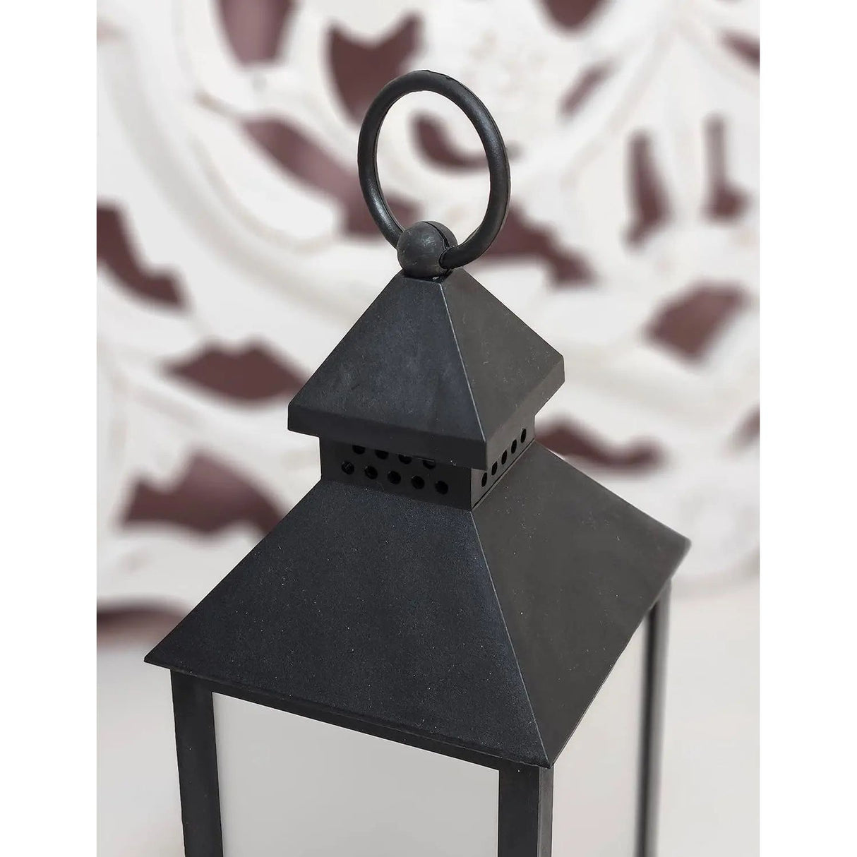Lantern LED with timer battery-operated flickering light lantern black decoration