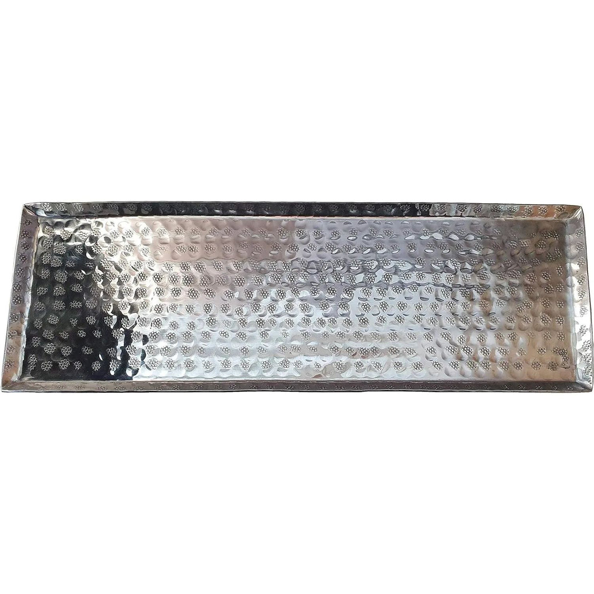 Dekotablett Dekoschale Tablett Schale silber Metall Deko Tischdeko 45x15 cm
