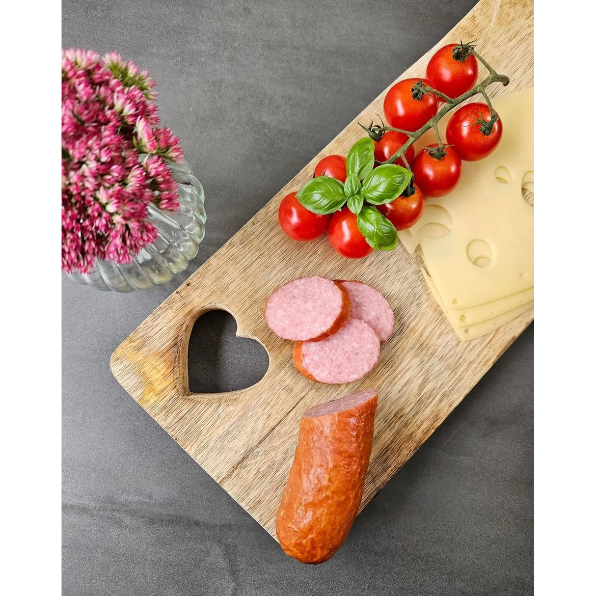Cutting board wood mango wood HEART kitchen board bread cutting board wooden board 50 cm