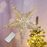 Holzstern Stern Weihnachtsstern LED  40 cm Holz Fernbedienung batteriebetrieben