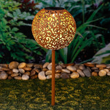 Solarleuchte Gartenstecker Rost 53 cm LED Lampe Solarkugel