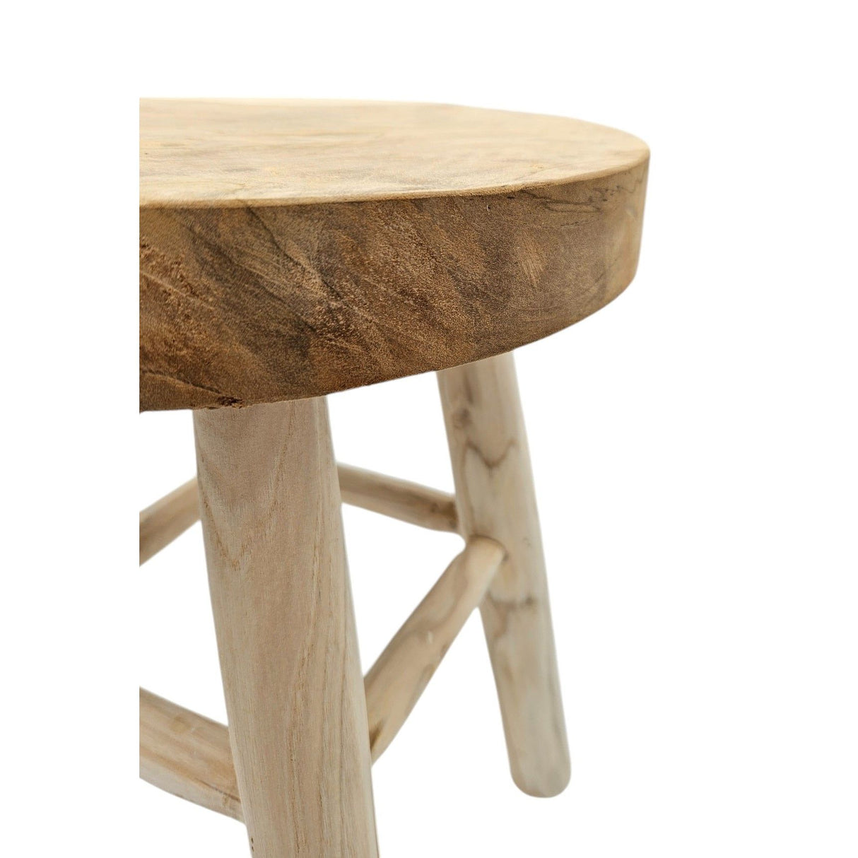 Beistelltisch Teakholz Tisch Natur rund Dekotisch Pflanzentisch Braun Holz Ø30cm
