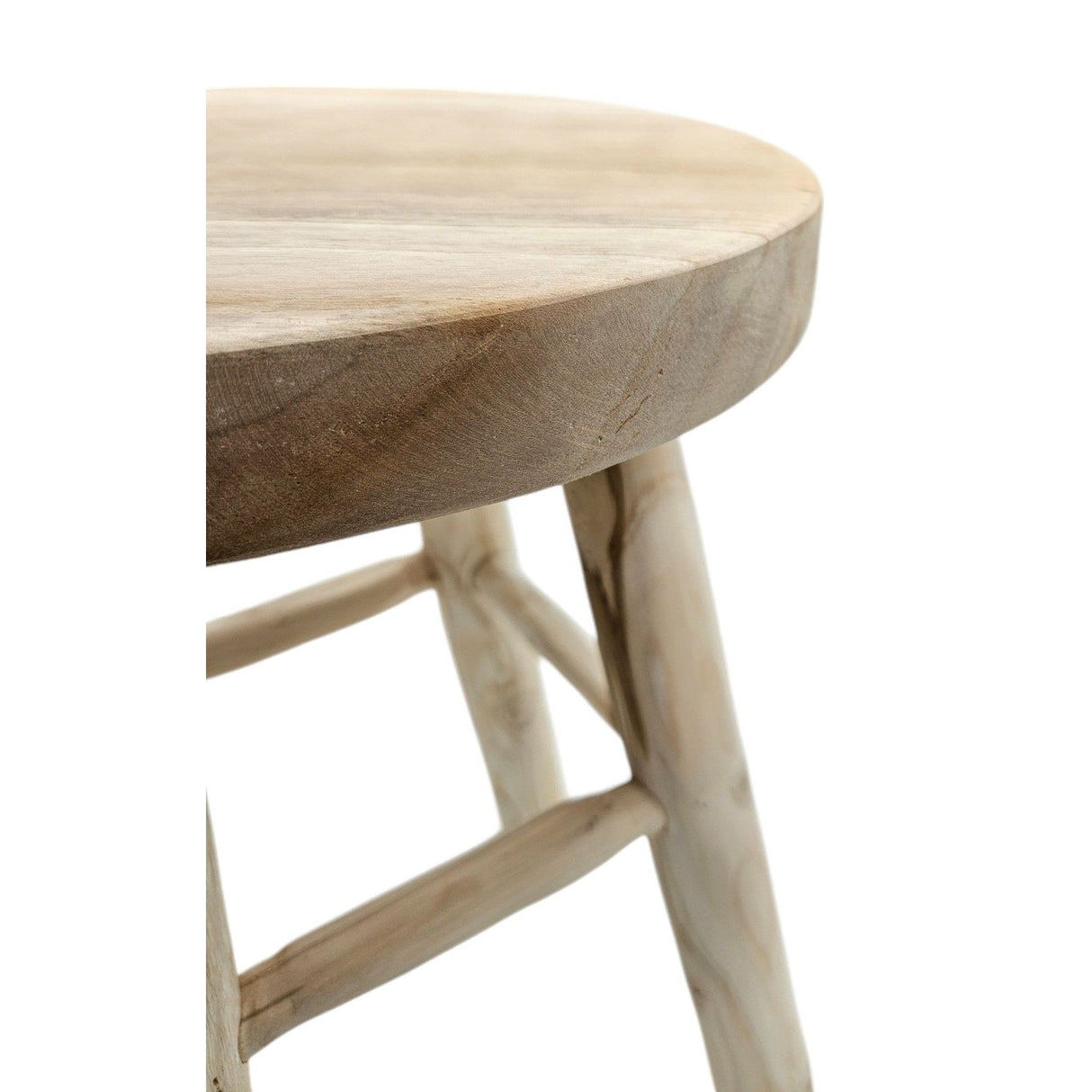 Beistelltisch Teakholz Tisch Natur rund Dekotisch Pflanzentisch Braun Holz Ø30cm