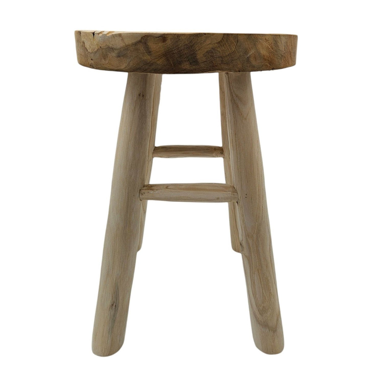 Beistelltisch Teakholz Tisch Natur rund Dekotisch Pflanzentisch Braun Holz Ø30cm