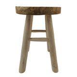 Beistelltisch Teakholz Tisch Natur rund Dekotisch Pflanzentisch Braun Holz Ø30cm