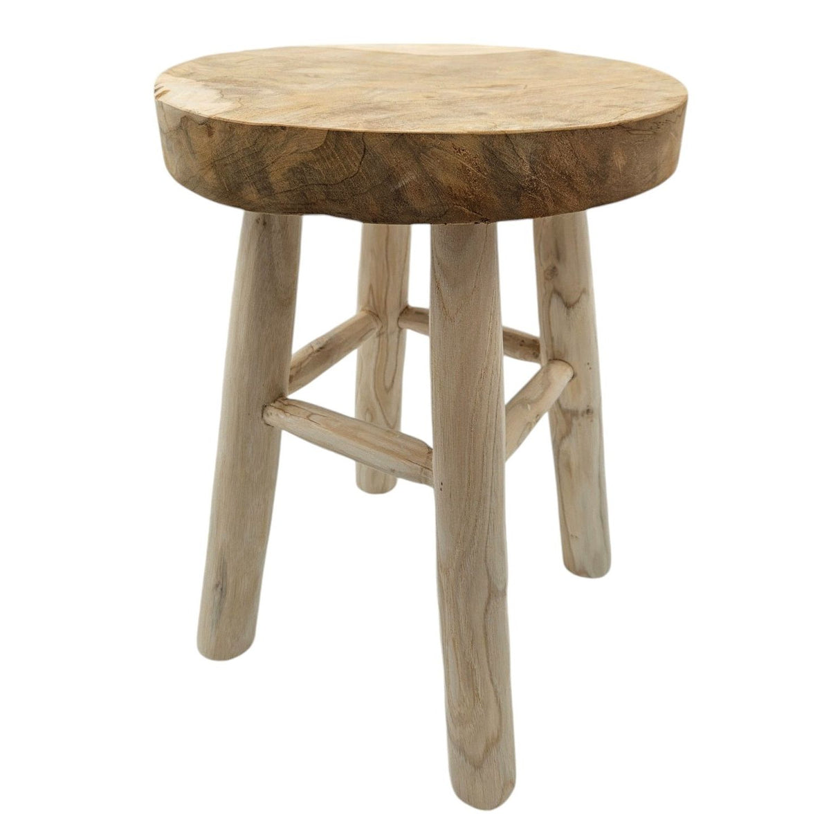 Beistelltisch Teakholz Tisch Natur rund Dekotisch Pflanzentisch Braun Holz Ø30cm