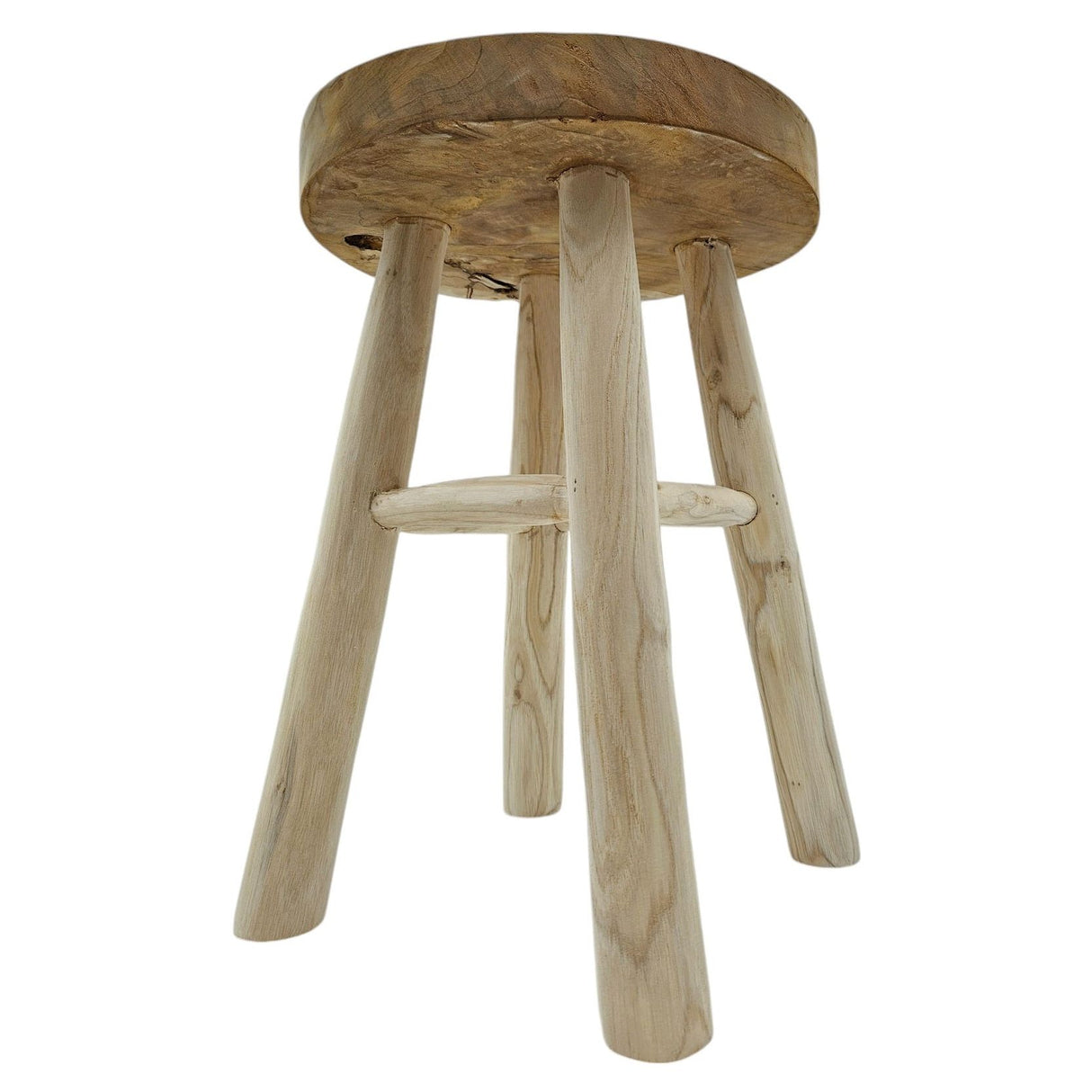 Beistelltisch Teakholz Tisch Natur rund Dekotisch Pflanzentisch Braun Holz Ø30cm