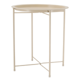 Beistelltisch Metalltisch beige rund 37x42 cm mit Tablett Tisch Ablagefläche Couchtisch