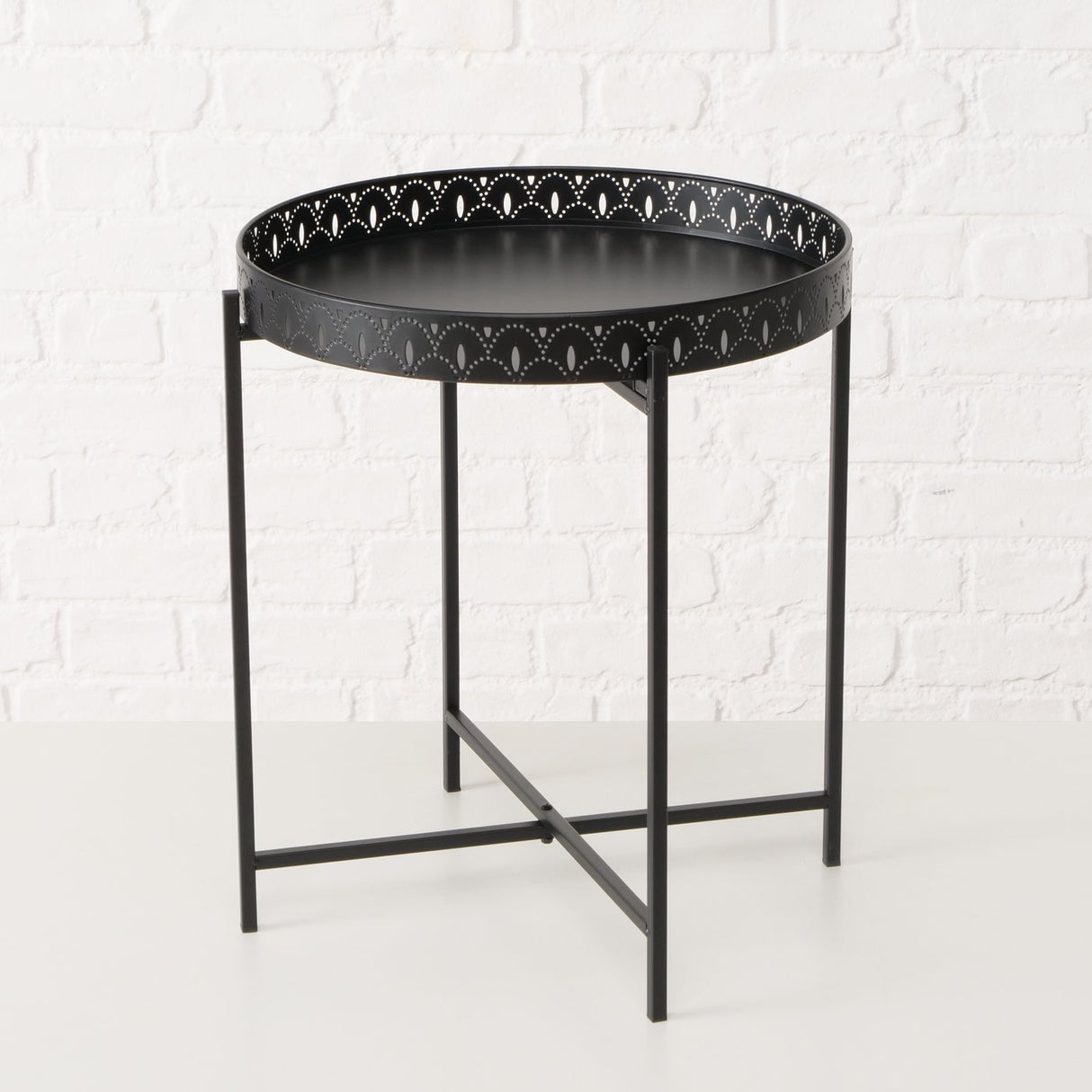 Beistelltisch Dekotisch Tabletttisch rund schwarz Metalltisch 45x40 cm