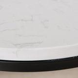 Beistelltisch schwarz mit weißer Marmorplatte Steinplatte Marmor Couchtisch rund 55 cm