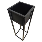 Blumentopf mit Gestell Metall schwarz Hoher Pflanzgestell Pflanztopf 70cm B-WARE