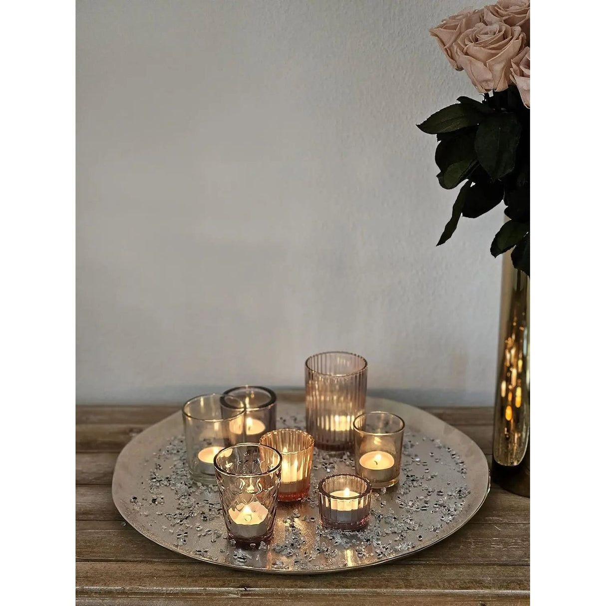 Decorative plate MILLY silver metal plate bowl decorative tray candle plate