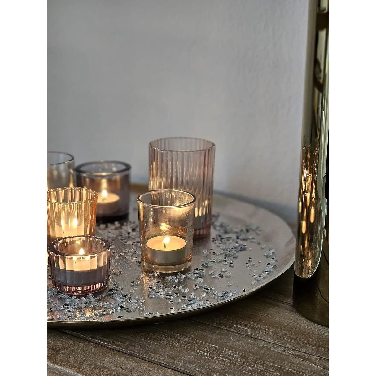 Decorative plate MILLY silver metal plate bowl decorative tray candle plate