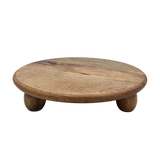 Dekoteller rund auf Füßen Kerzentablett Mangoholz 29 cm Holztablett Blumenhocker Dekorativ