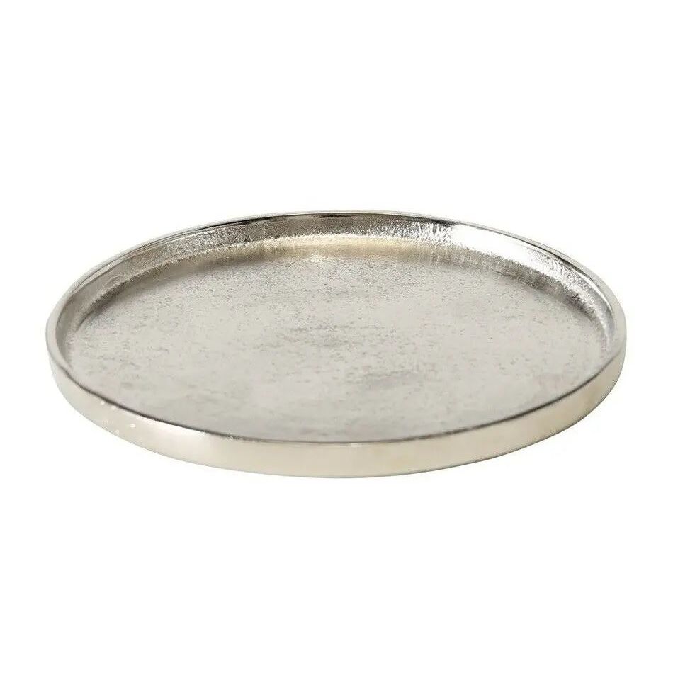 Dekoteller silber Metall Teller Schale Deko Tablett Dekoschale Ø 20 cm