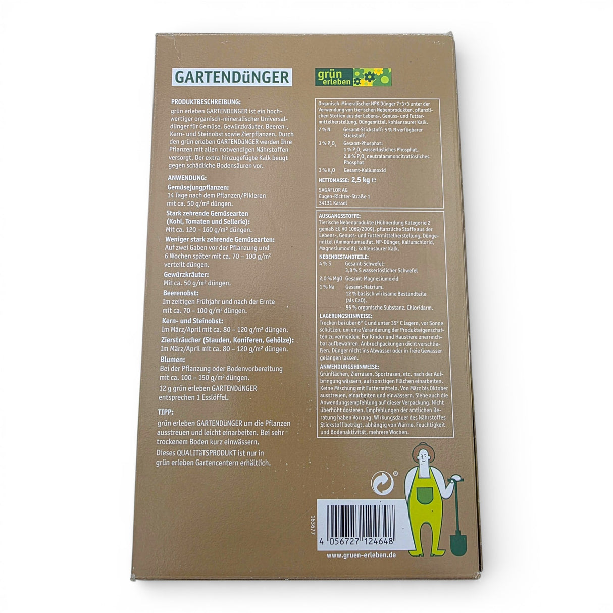 Gartendünger 2,5 kg mit Kalk Pflanzendünger Universal Dünger 35m²