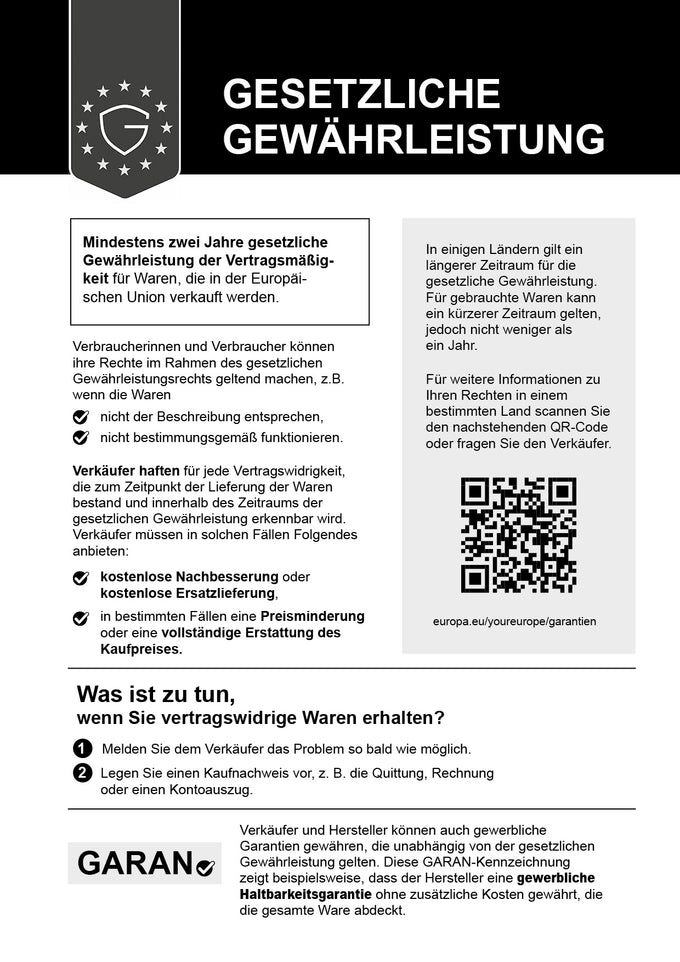 Label für Gewährleistung 