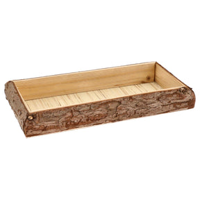 Tablett Holz Natur Baumrinde Dekobrett Holztablett Schale Servierbrett Länglich - Klein: Länge 30 cm - Dekotablett