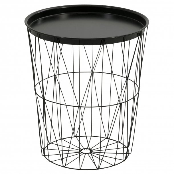 Beistelltisch Metalltisch Couchtisch Drahttisch rund schwarz 46x40 cm Tablett funktion