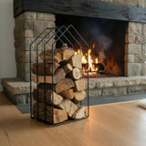 Kaminholzregal Kaminregal Holzregal schwarz Haus Massiv Metall schwarz 79x39x30 - Kaminholzregal