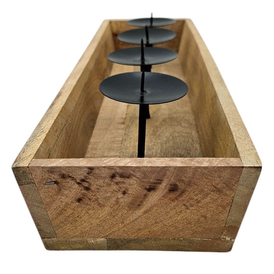 Candle holder candlestick tray wood mango wood Advent decoration for 4 candles 53 cm