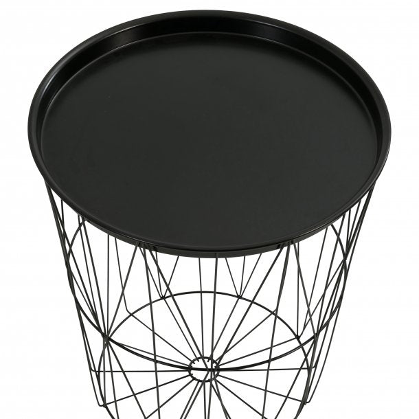Beistelltisch Metalltisch Couchtisch Drahttisch rund schwarz 46x40 cm Tablett funktion