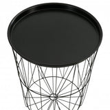 Beistelltisch Metalltisch Couchtisch Drahttisch rund schwarz 46x40 cm Tablett funktion